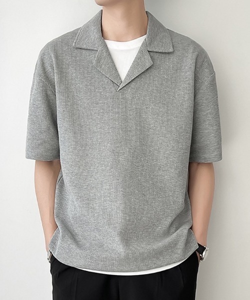 B.R.U シャツ 半袖 オープンカラーワッフルポロ メンズ : ZOZOTOWN