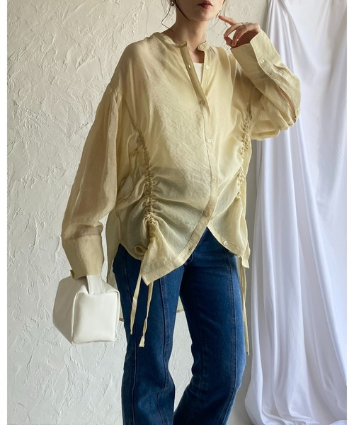 She's Closet ブラウス シャツ バンドカラー長袖ドロスト