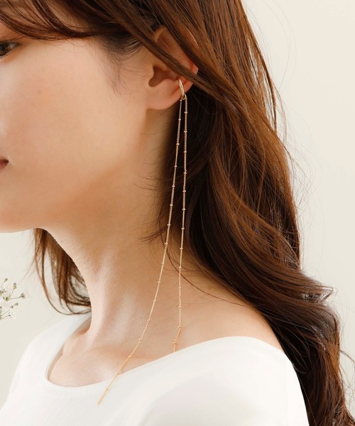 イヤーカフ イヤーカフ JewCas JCQ ジェンダーレスロングチェーンイヤカフ