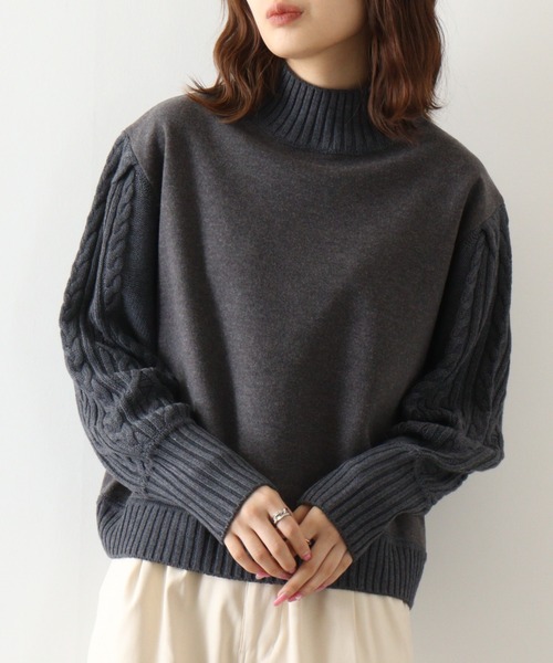 ニット セーター 「EGLANTINE」ケーブルニットドッキングプルオーバー レディース EGLANTINE ニット セーター 「EGLANTINE」ケーブルニット