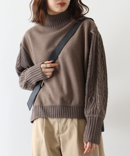ニット セーター 「EGLANTINE」ケーブルニットドッキングプルオーバー レディース EGLANTINE ニット セーター 「EGLANTINE」ケーブルニット