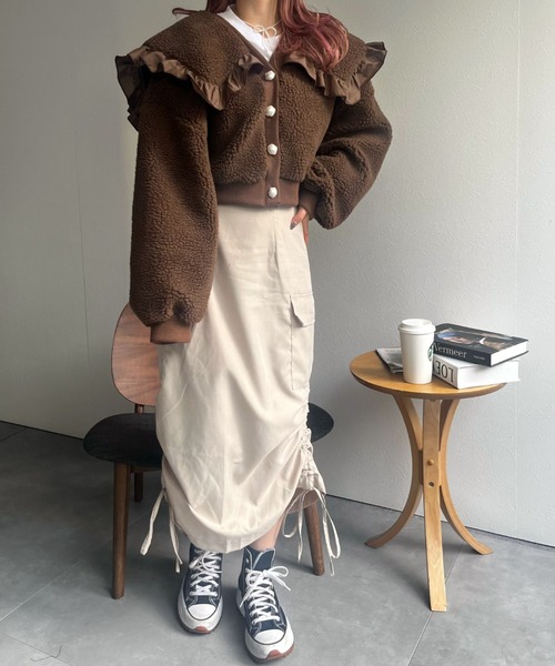 フリル付きアウター 楽天市場】【半額クーポン対象】フリル ライトブルゾン ドローコード