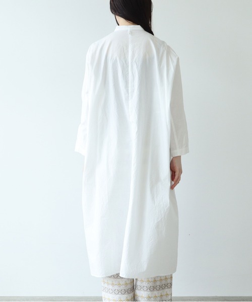 yuni ワンピース コットンキャッチワッシャー バンドカラーワンピース