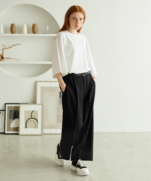 molk スラックス 「molk」ワイドストレートセンタープレス