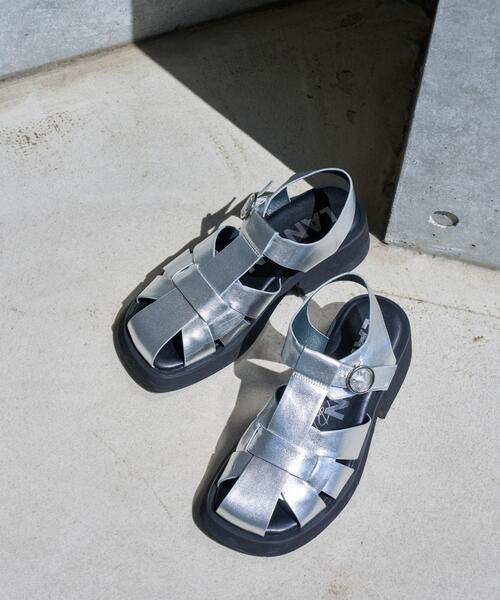 LANVIN en Bleu サンダル レザーグルカサンダル レディース