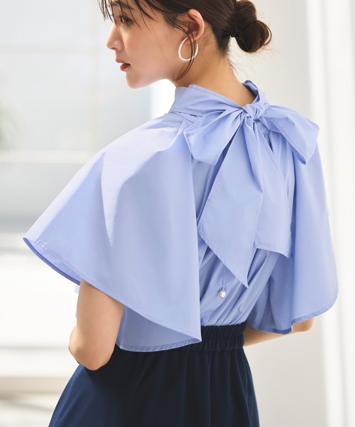 ルイルエブティック RUIRUE BOUTIQUE [マルチway]ワイドハイネック・ボウタイブラウス （ペールイエロー） ルイルエブティック RUIRUE BOUTIQUE [マルチway]ワイド