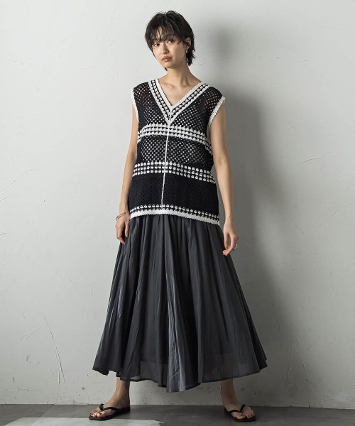 メイソングレイ（MAYSON GREY）/配色クロシェニットタンクトップ≪手洗い可能≫ MAYSON GREY（メイソングレイ） ニット セーター 配色クロシェニット