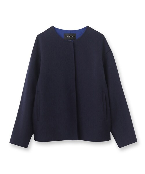 INDIVI（インディヴィ） ノーカラーコート コート 「ウール混／昨年