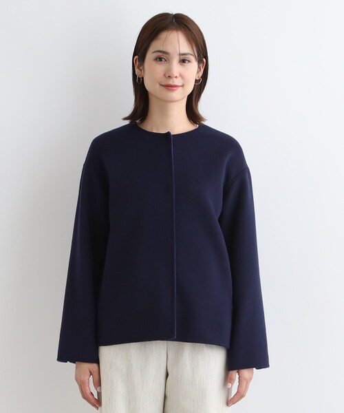 INDIVI ノーカラーコート コート 「ウール混／昨年ヒット