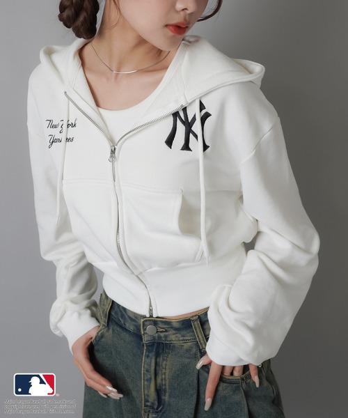 MLB パーカー 「MLB/メジャーリーグベースボール」ショートジップ