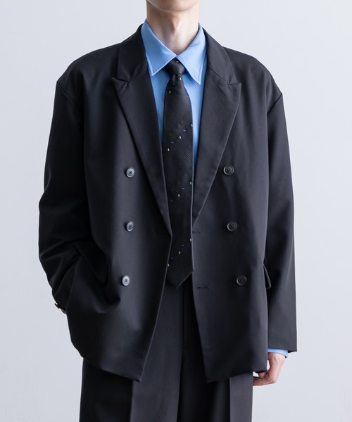 HYKE(size1)ダブルのテーラードジャケット HYKE＞OX ダブル ブレザー ジャケット