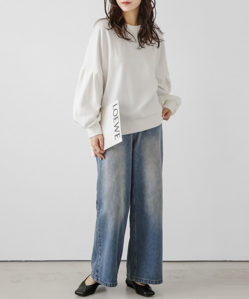 トップス ドロップショルダー バルーンスリーブ 長袖 S/XL SUGAR BISKET tシャツ ドロップショルダーバルーンスリーブ