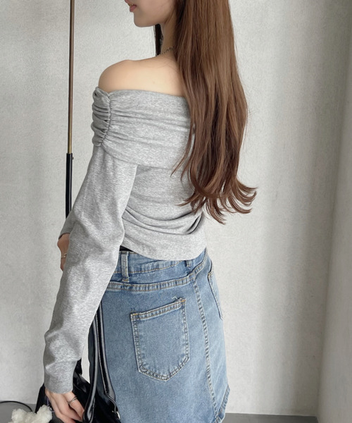 Ada. tシャツ ドレープデザイン オフショル カットソー レディース