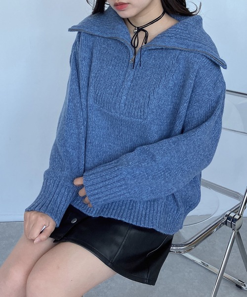 AS KNOW AS（アズノゥアズ） ニット セーター ハーフジップ リサイクル