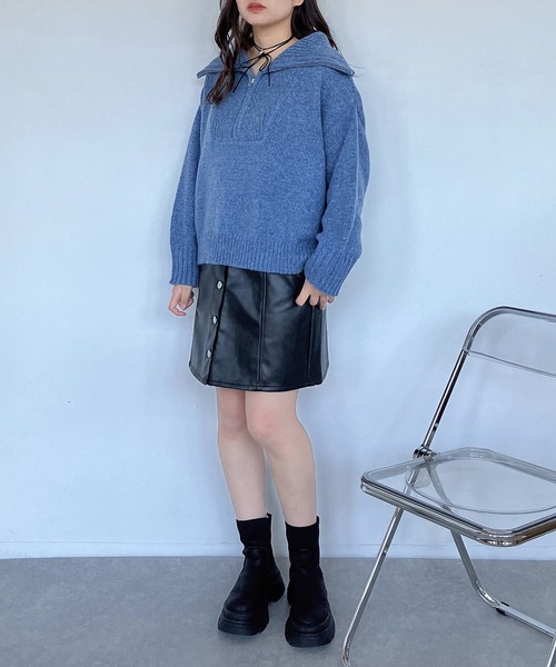 AS KNOW AS（アズノゥアズ） ニット セーター ハーフジップ リサイクル