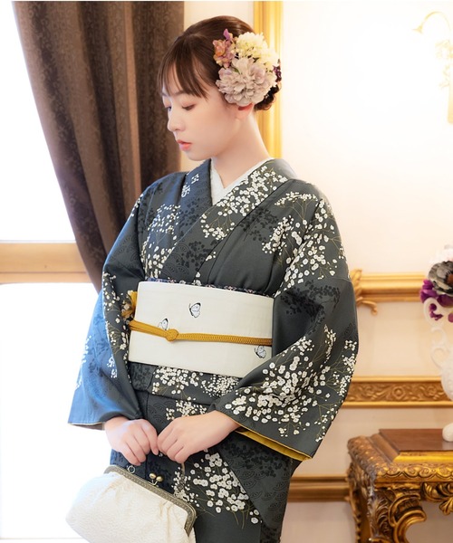 KIMONOMACHI 着物 レディース 洗える着物 単品 袷着物 M/L サイズ