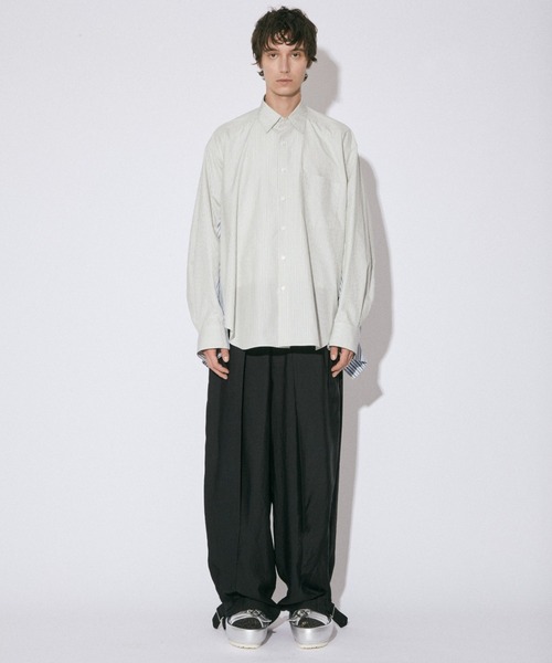 ブラウス シャツ ビューティフルピープル beautiful people double-front        finx stripe shirt double-front cotton silk JQ stripe shirt – beautiful people