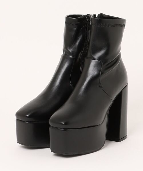 Mafmof（マフモフ） ブーツ 12cmチャンキーヒールストレッチショート