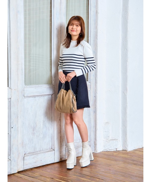 Mafmof（マフモフ） ブーツ 12cmチャンキーヒールストレッチショート