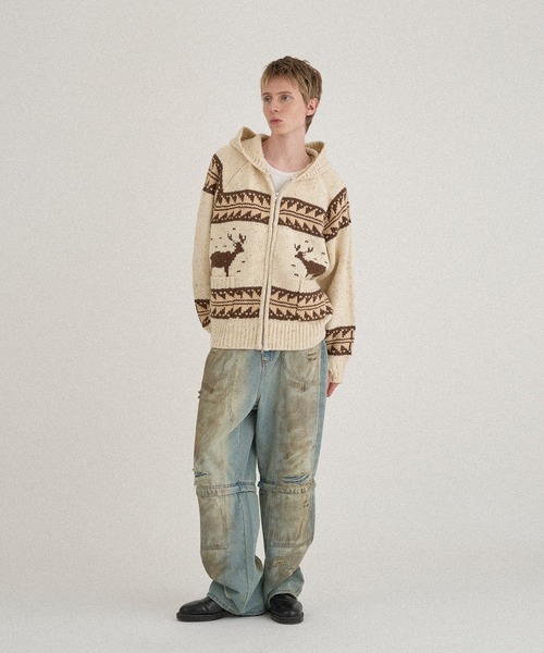 ★早期完売★Wai Kei★two puppy cowichan knit★送料・関税込★ WISH FOR EVER パーカー LOW GAUGE COWICHAN NEP KNIT HOODIE