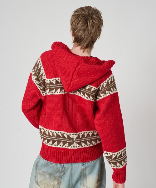 WISH FOR EVER パーカー LOW GAUGE COWICHAN NEP KNIT HOODIE
