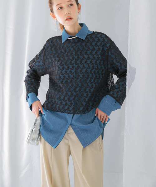 Liten エンブロイダリートップス グレー