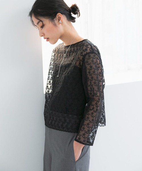 Liten エンブロイダリートップス　グレー　新品 Liten エンブロイダリートップス グレー