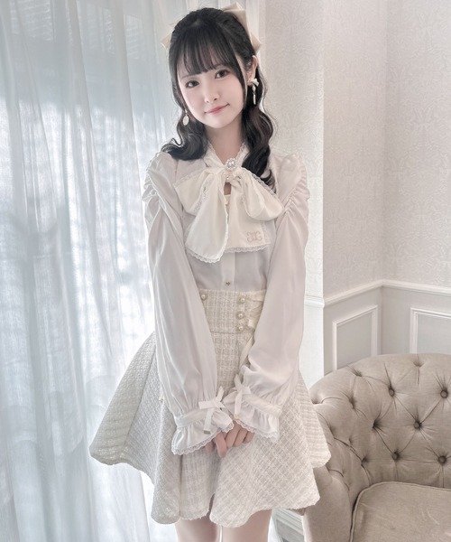 eimy刺繍ボウタイブラウス エイミーイストワール eimy istoire レースボウタイフリル