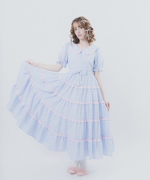 bubbles ギンガムチェック ワンピース ギンガムチェックフリルワンピース[商品：PN25SS-030] - PUNYUS