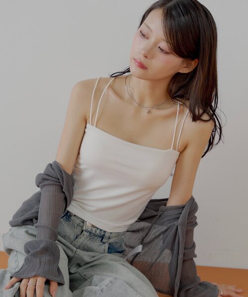 Chico キャミソール 「2サイズ展開」バッククロスパット付き短丈