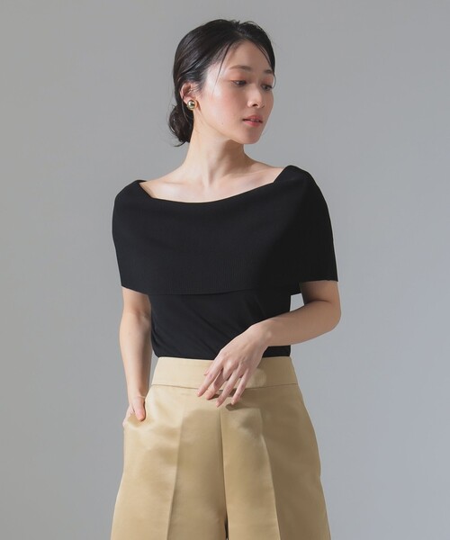 BEAMS ビームス 今期オフショルダー ノースリーブ プルオーバーニット Demi-Luxe BEAMS ニット セーター オフショルダー ノースリーブ