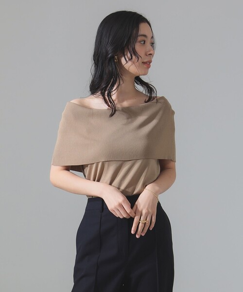 BEAMS ビームス 今期オフショルダー ノースリーブ プルオーバーニット セール】オフショルダー ノースリーブ プルオーバーニット