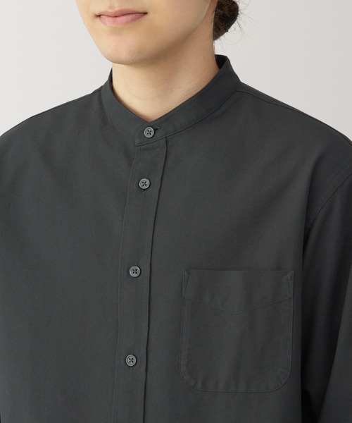 無印良品（MUJI） シャツ 紳士 洗いざらしオックススタンドカラー長袖