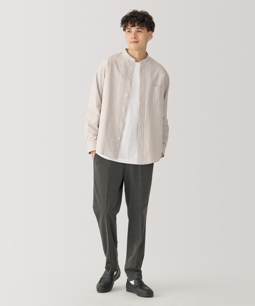 無印良品（MUJI） シャツ 紳士 洗いざらしオックススタンドカラー長袖