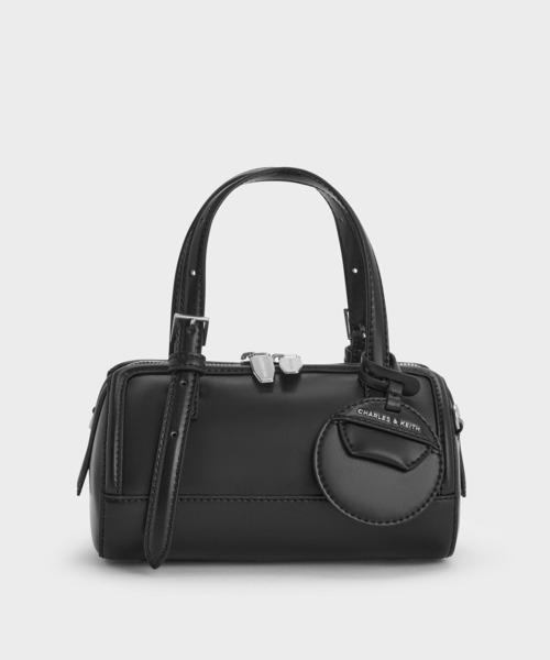 追跡★Charles&Keith 2WAY Enola キャンバス ボウリングバッグ CHARLES ＆ KEITH ショルダーバッグ バッグ Enola エノラ