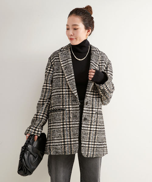 B.C STOCK」 「Simplicite」ツイードジャケット FREE ブラック レディース