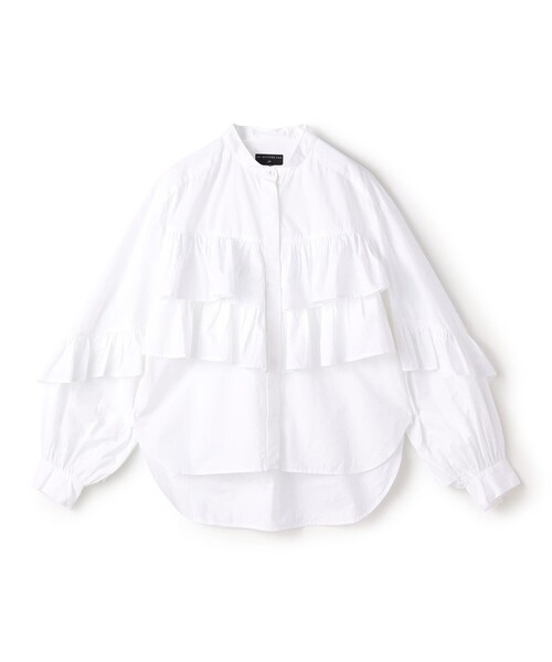 ブラウス シャツ 「別注」ne Quittez pas BLACK TIERED FRILLED コットンシャツ レディース