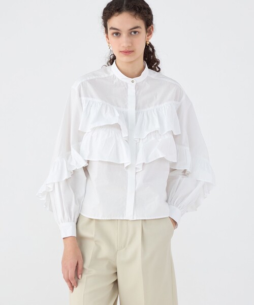 ブラウス シャツ 「別注」ne Quittez pas BLACK TIERED FRILLED コットンシャツ レディース NE QUITTEZ PAS! ブラウス シャツ 「別注」ne Quittez pas BLACK