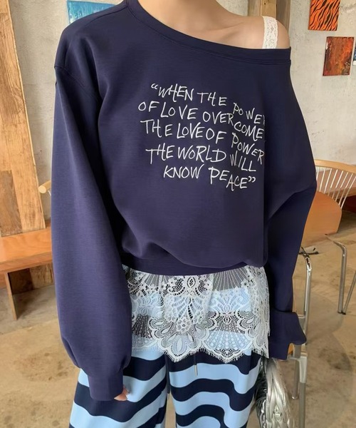 トップス pei アシンメトリードレープロングスリーブトップス – poláura OFFICIAL