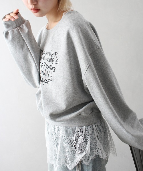 SpRay（スプレイ） トレーナー スウェット 刺繍ロゴドッキング