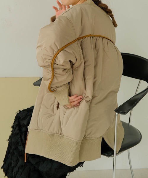 「Bab」 ジップアップブルゾン M グレイッシュベージュ レディース_画像2