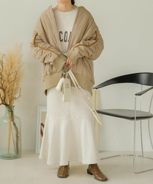 「Bab」 ジップアップブルゾン M グレイッシュベージュ レディース_画像3