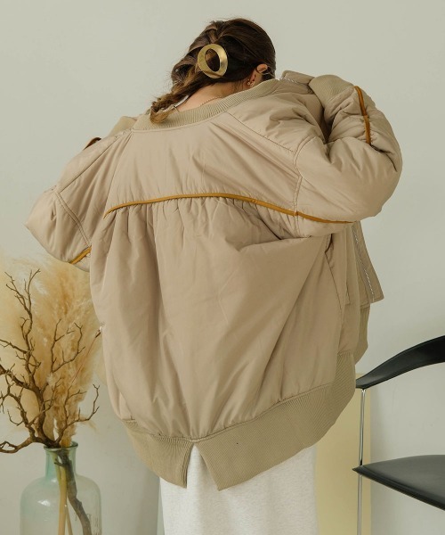 「Bab」 ジップアップブルゾン M グレイッシュベージュ レディース_画像5