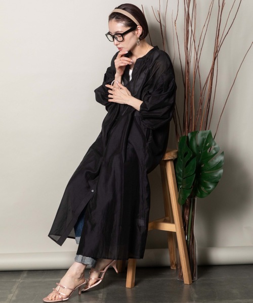 ワンピース シャツワンピ バルーン袖 きれいめ 大人 韓国 L2462 RUIRUE BOUTIQUE レディース ワンピース ロングワンピ バルーン