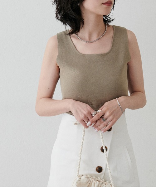 タンクトップ ノースリーブ Tyra Rib Top Vanilla レディース リアルスタイル REAL STYLE サマーニット レディース