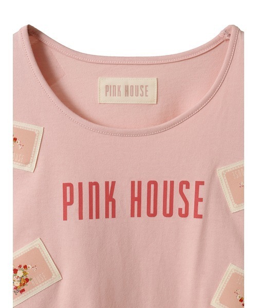 PINK HOUSE - 2019年 PINK HOUSE ピンクハウス ネームロゴワッペン コットンプルオーバー 3（M)/ブラック カットソー【2400012513891】 PINK HOUSE - 2019年 PINK HOUSE ピンクハウス ネームロゴ