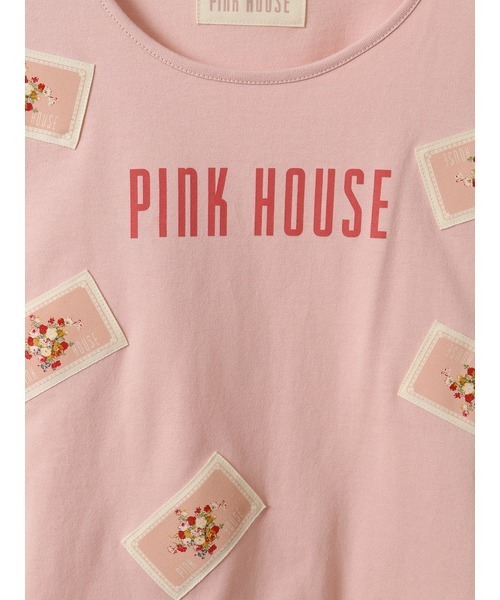 新品未使用ピンクハウスワッペンTシャツ PINK HOUSE tシャツ フラワーネームワッペン使いカットソー