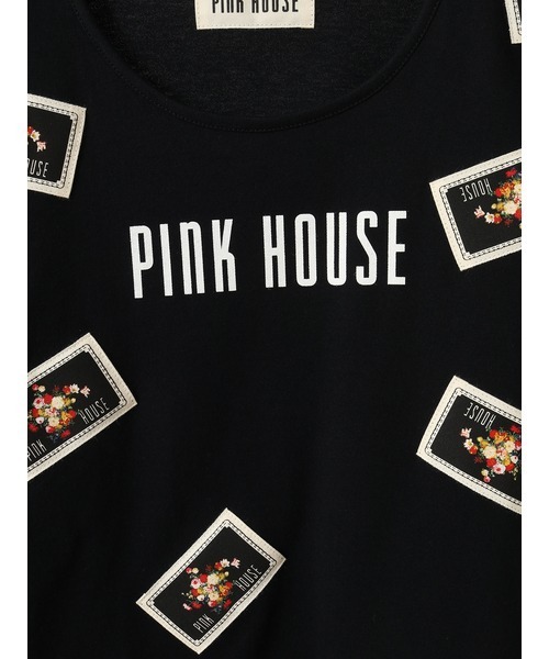 新品未使用ピンクハウスワッペンTシャツ PINK HOUSE tシャツ フラワーネームワッペン使いカットソー