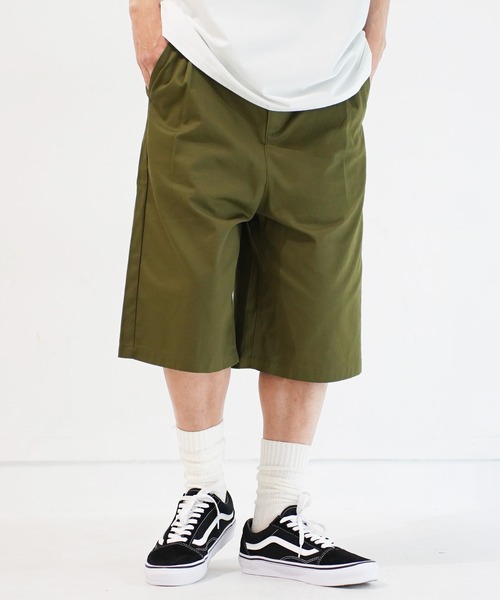 Beno パンツ コットンツイルバギーショーツ ワイドショート