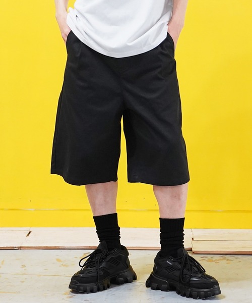 Beno パンツ コットンツイルバギーショーツ ワイドショート
